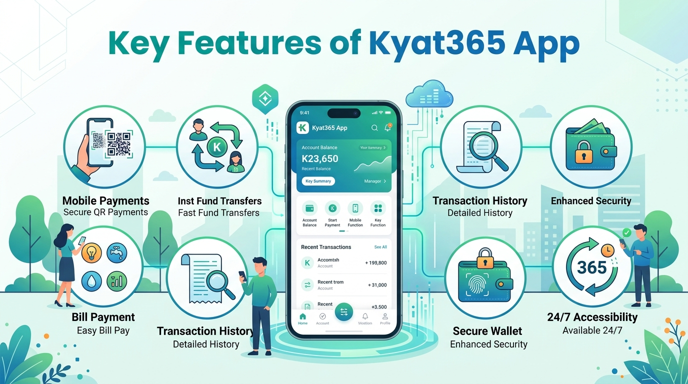 Kyat365 အက်ပ်၏ အဓိကအင်္ဂါရပ်များ